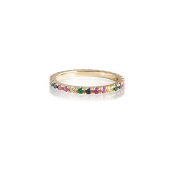 new in box! set of 2 stacking rings rainbow cz diamond 925 sterling - Picture 3 of 5